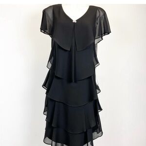 Black ruffled cocktail dress